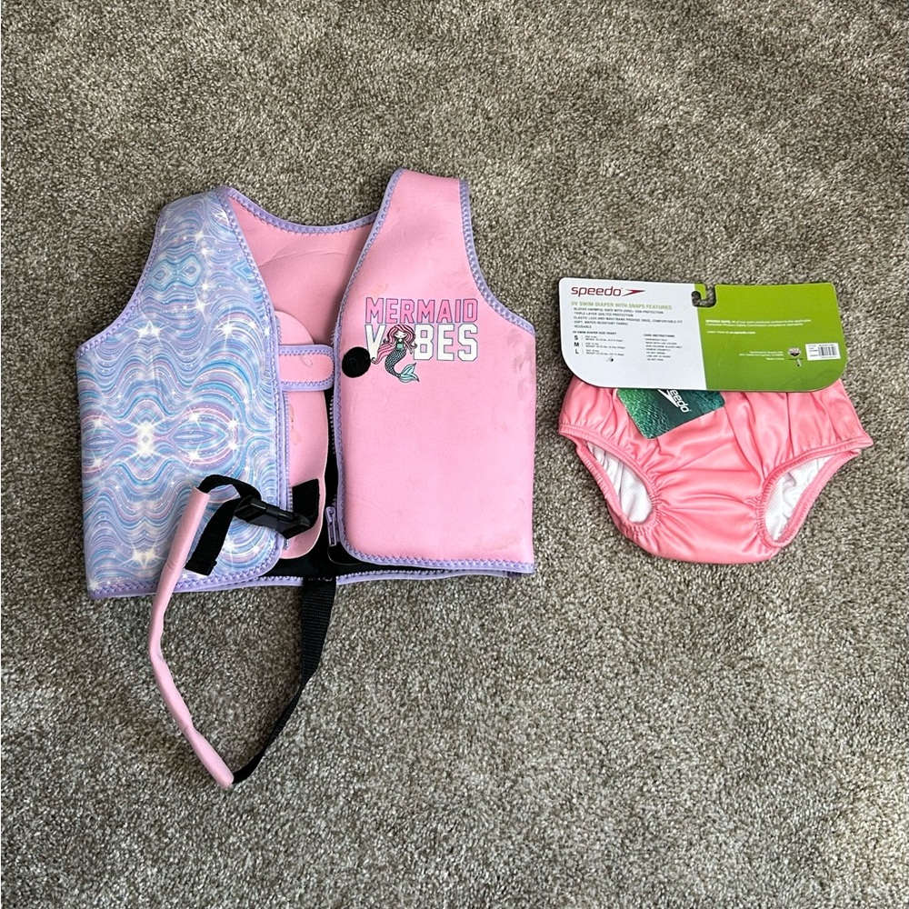 Speedo Pink and Purple Swim Diaper with Snaps